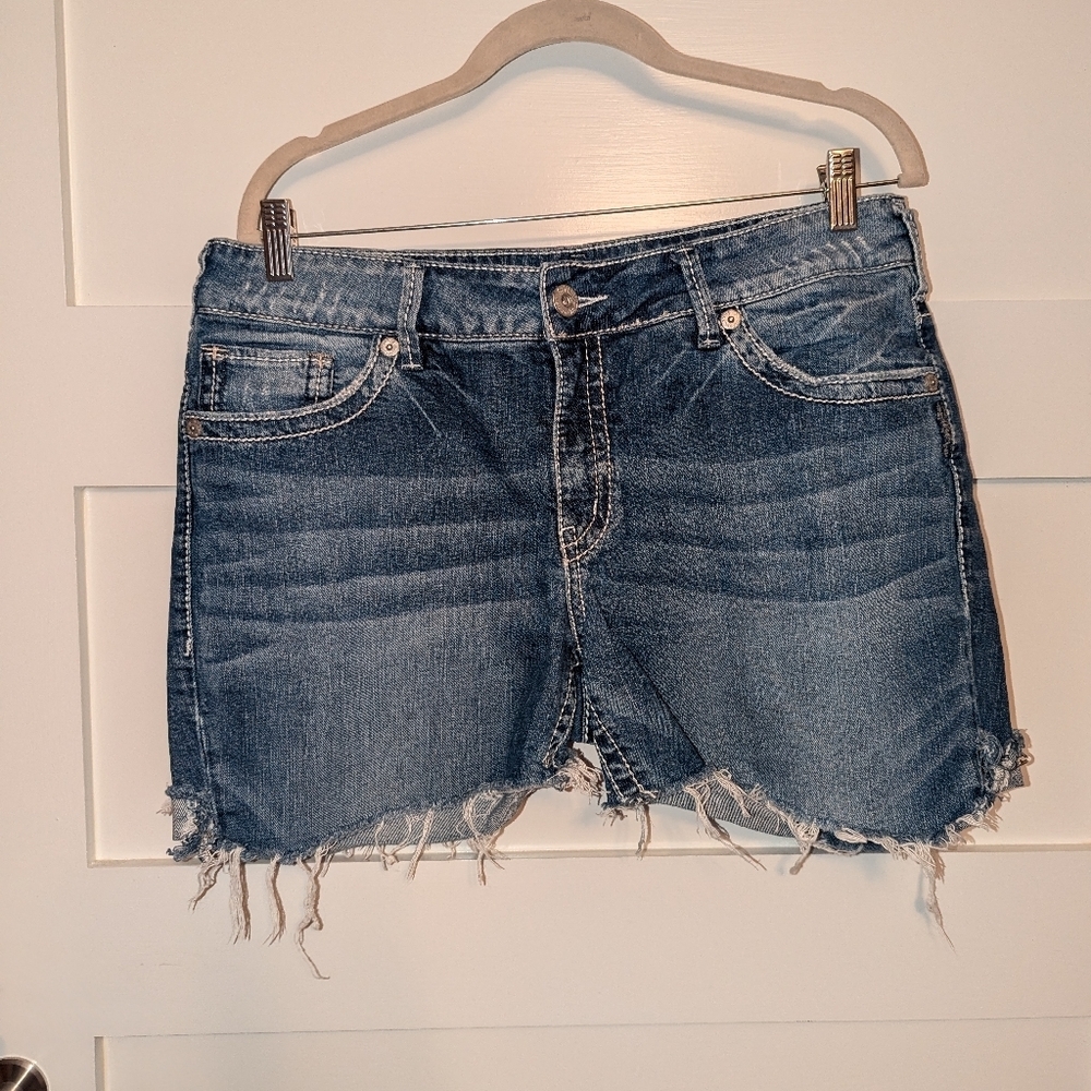 Silver Suki Hand Cut Denim Shorts Size 16. Women's Jeans Shorts.
